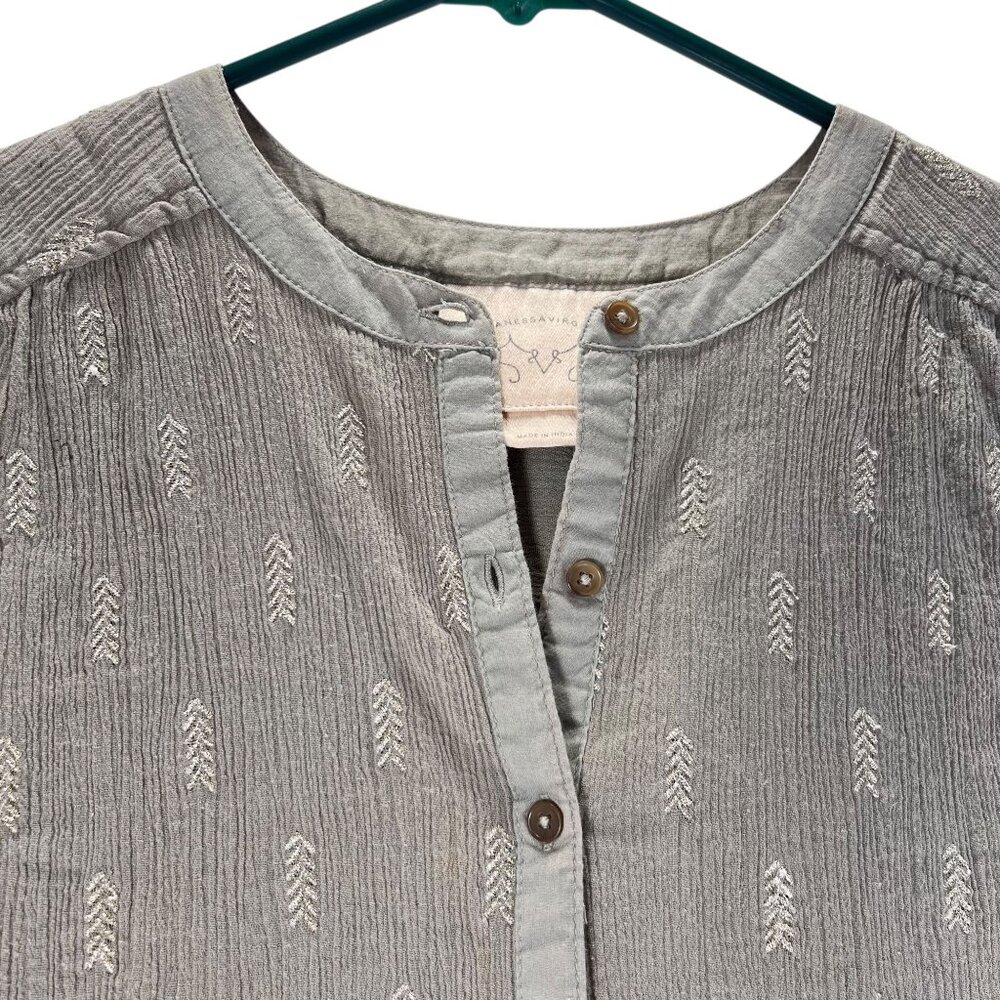 Anthropologie Vanessa Virginia Sleeveless Top Button Down Metallic Embroidery 8 - Picture 2 of 11